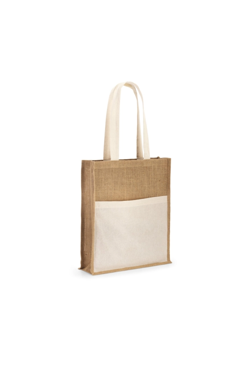 BRAGA. Sac en jute (240 g/m²) avec pochette 100% coton (140 gm²)