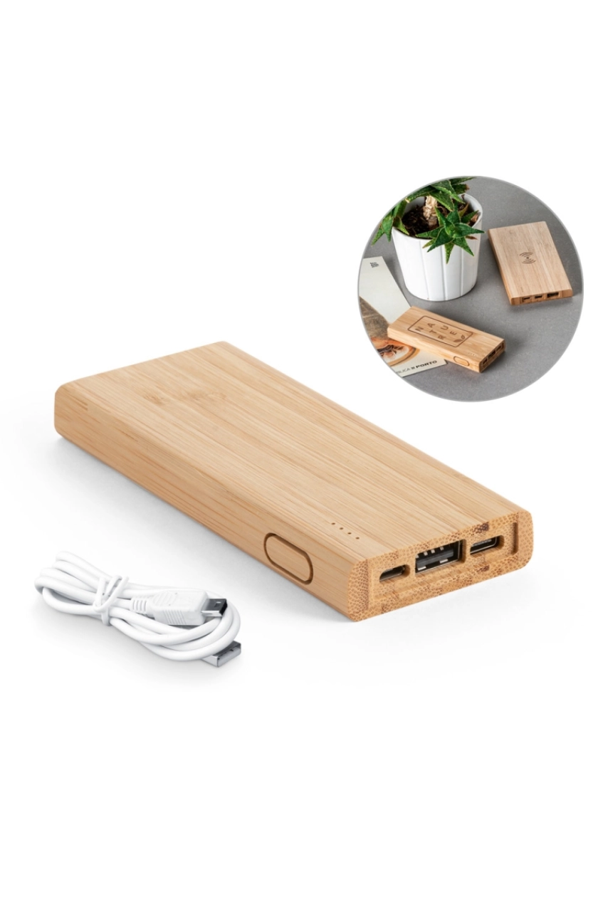 KOHN. Batterie portative 5'000 mAh en bambou