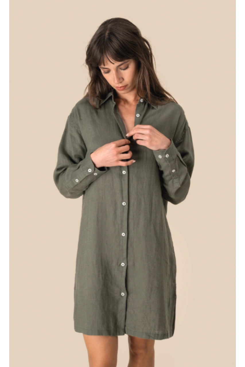 Robe chemise en lin femme