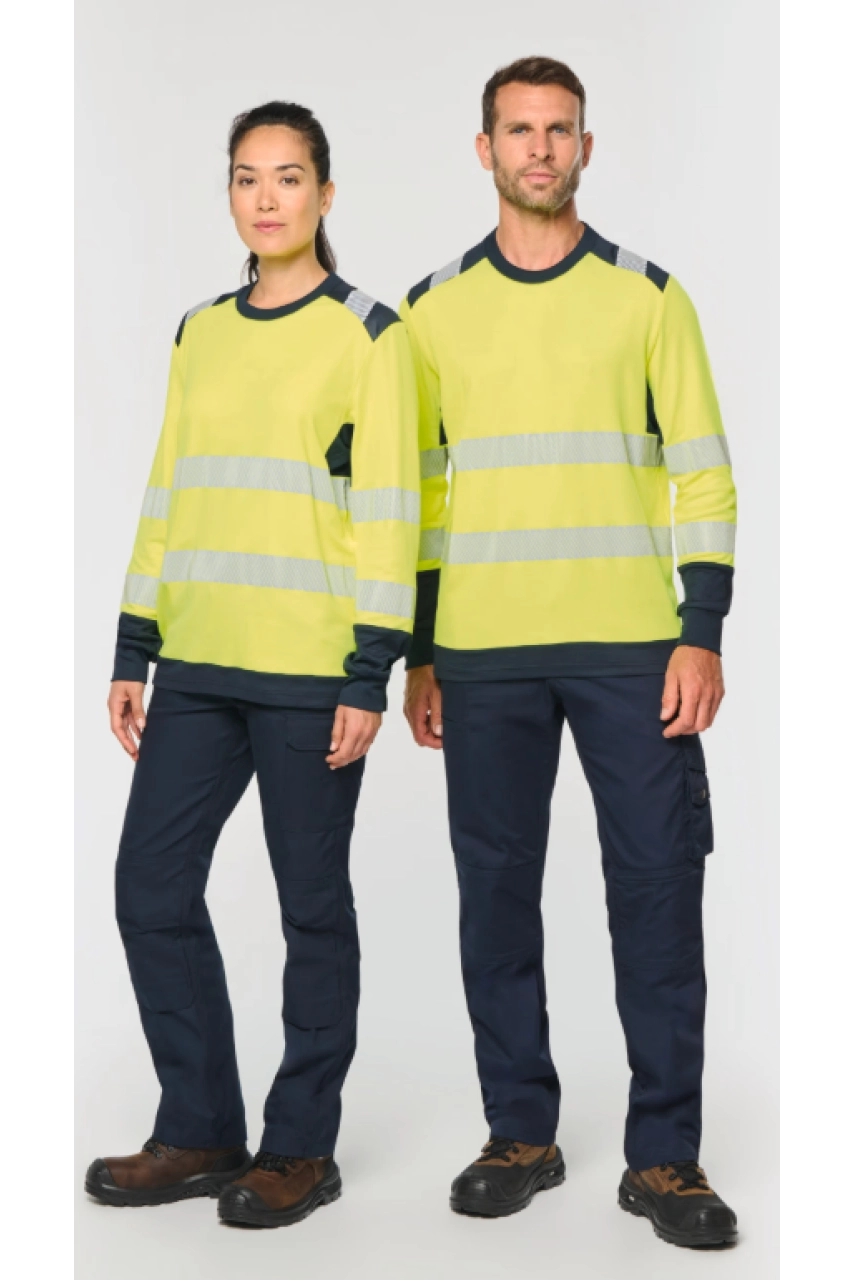 T-shirt de sécurité recyclé col rond manches longues unisexe