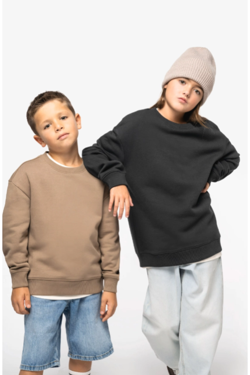 Sweat-shirt écoresponsable à col rond oversize enfant