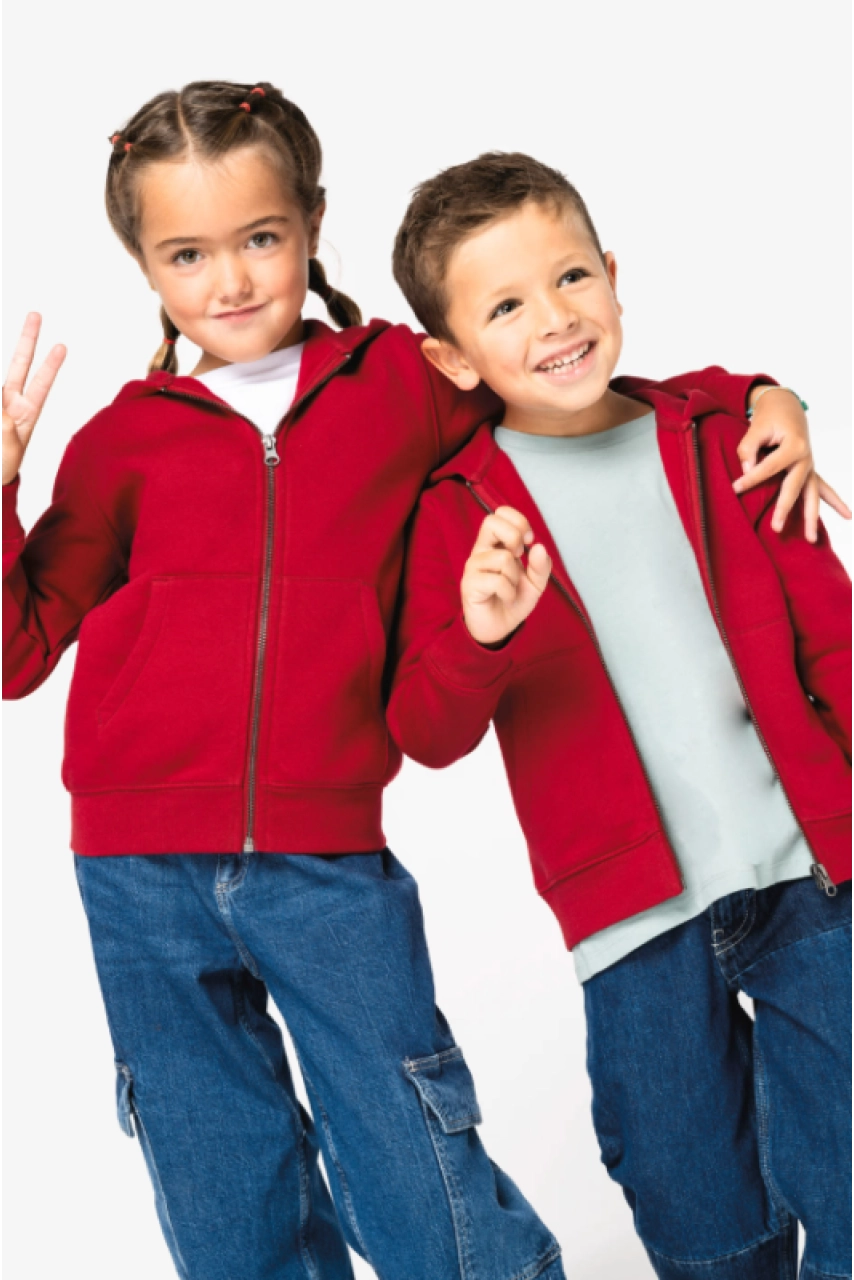 Sweat-shirt écoresponsable zippé à capuche enfant
