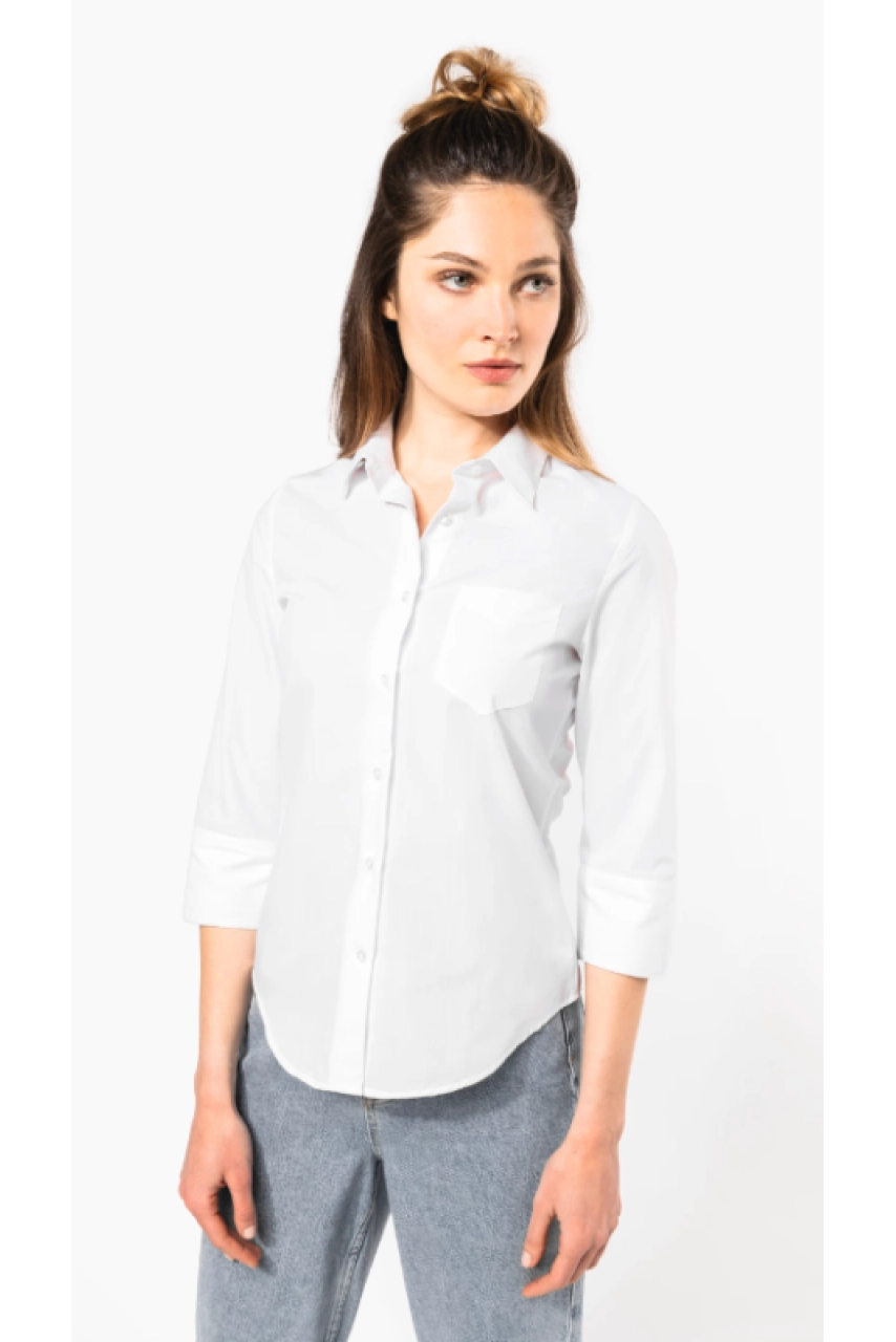 Chemise popeline polycoton manches 3/4 entretien facile femme