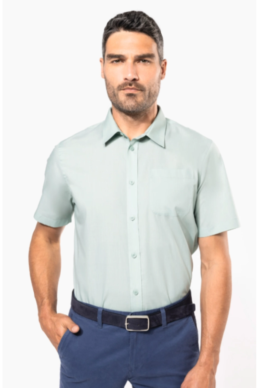 Chemise popeline polycoton manches courtes entretien facile homme