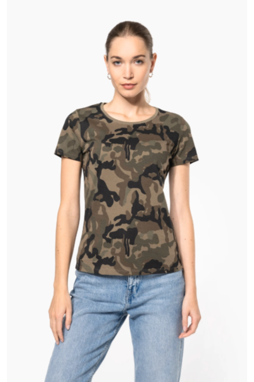 T-shirt camo manches courtes femme