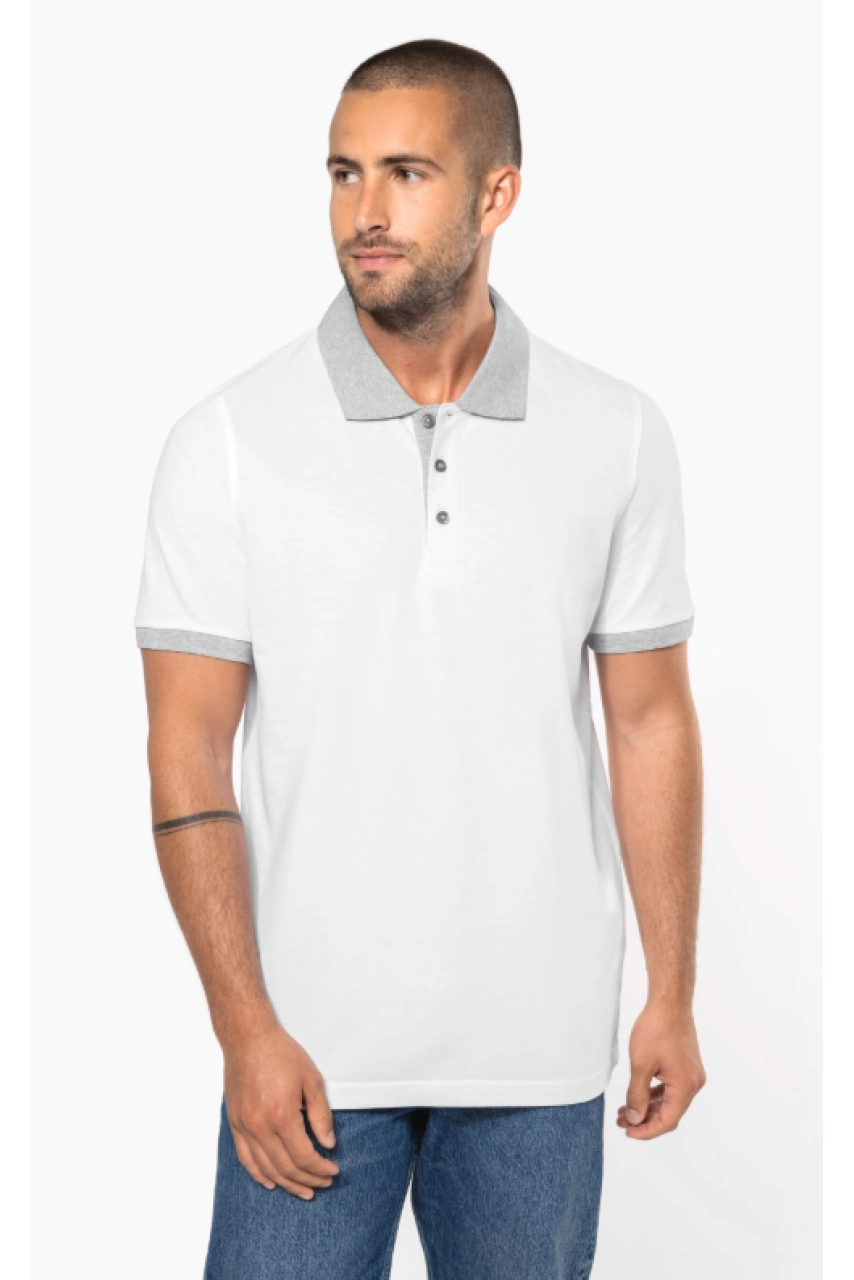 Polo piqué bicolore homme