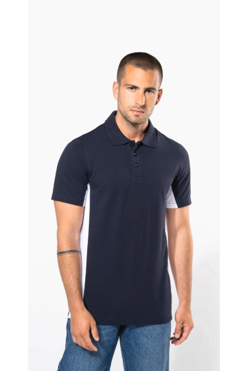 Polo piqué manches courtes bicolore homme
