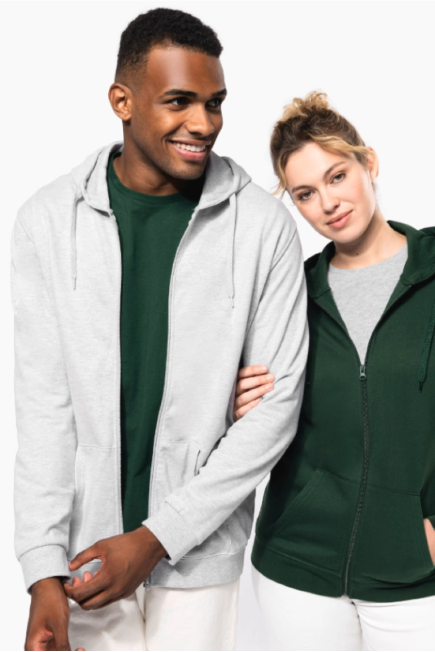 Sweat-shirt zippé capuche unisexe