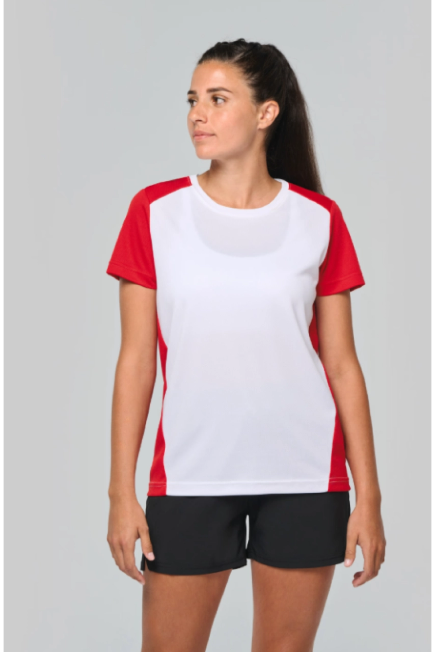 T-shirt de sport écoresponsable bicolore femme