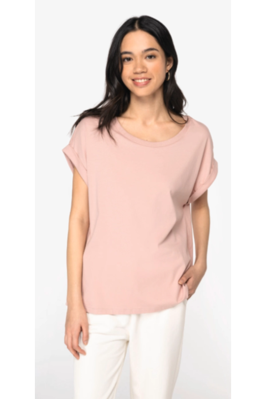 T-shirt écoresponsable manches à revers femme