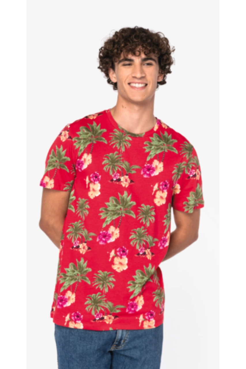 T-shirt écoresponsable imprimé tropical homme