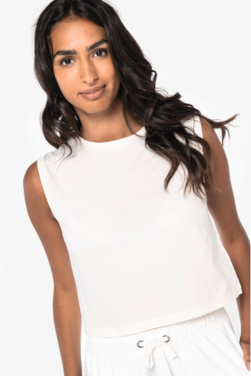 T-shirt écoresponsable  crop sans manche femme