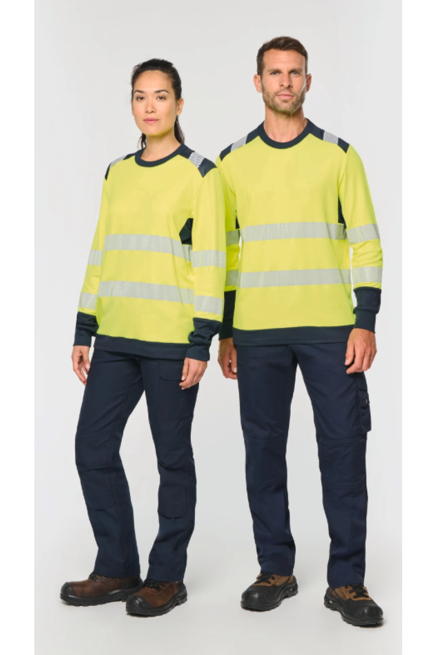 T-shirt de sécurité recyclé col rond manches longues unisexe