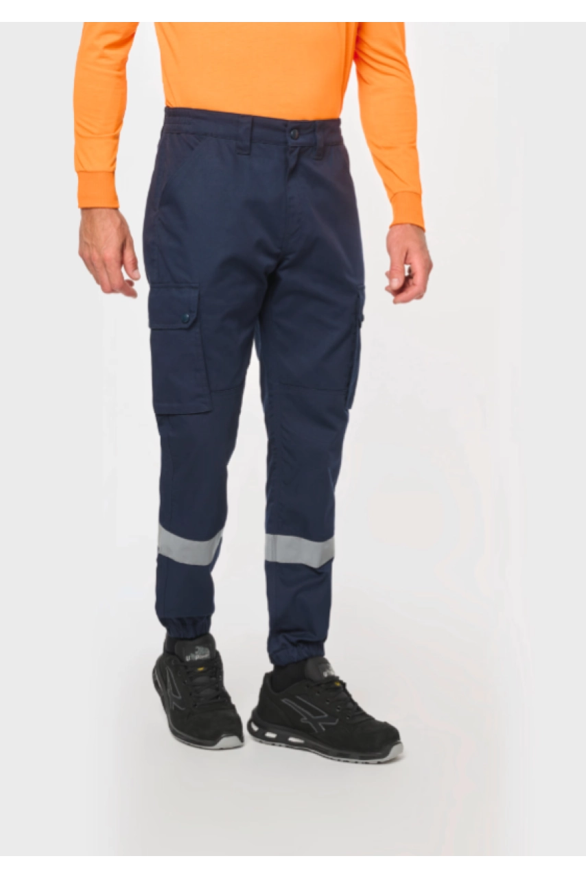 Pantalon cargo unisexe avec bas élastiqué et bande réfléchissante