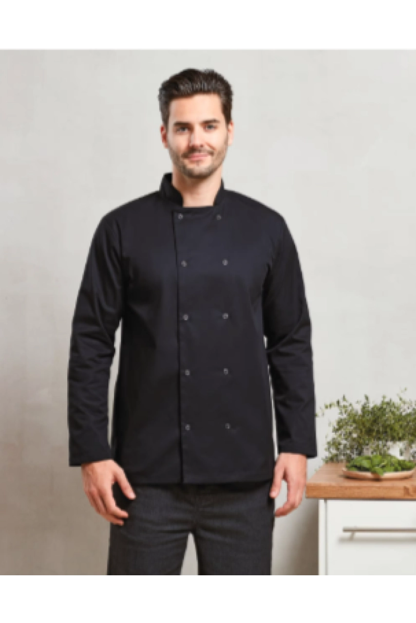 Veste de cuisine manches longues à boutons pression