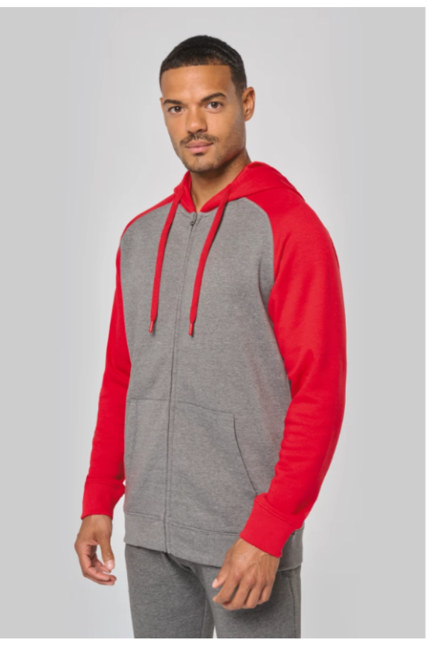 Veste molleton zippée capuche bicolore unisexe