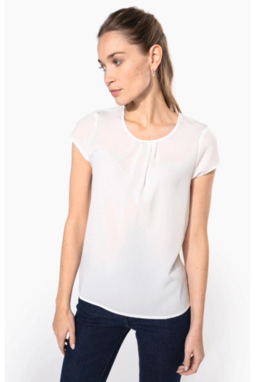 Blouse crêpe manches courtes femme