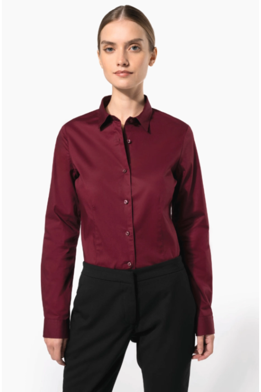 Chemise coton / élasthanne manches longues femme