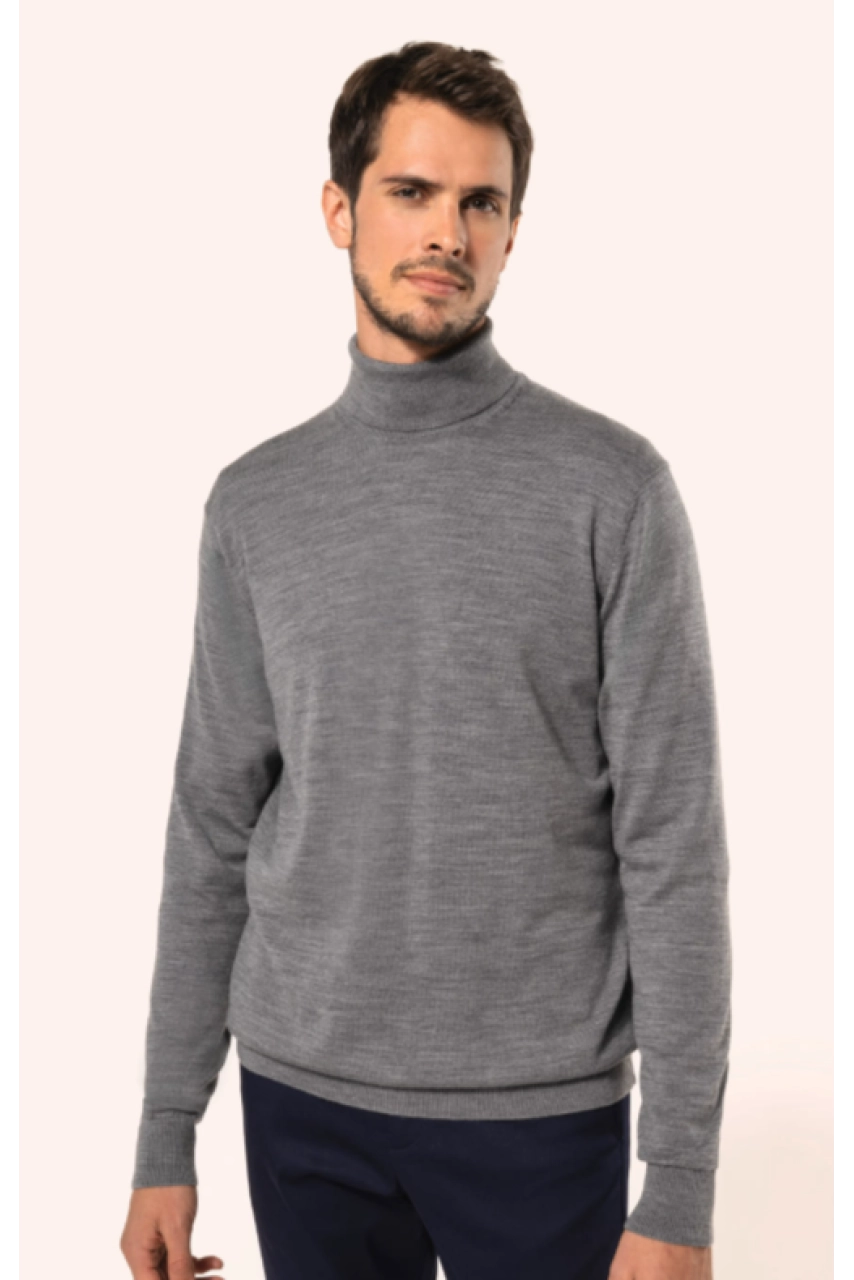 Pull Mérinos col roulé homme