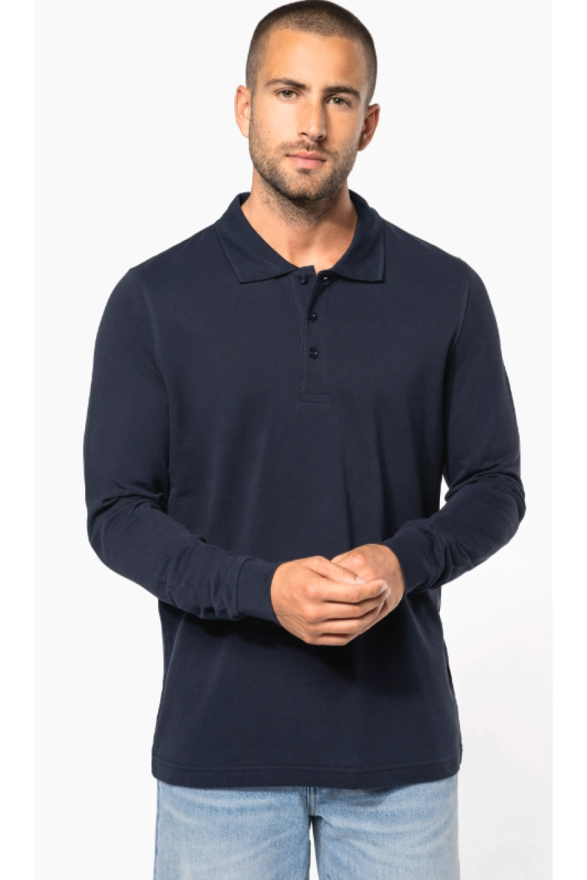 Polo piqué manches longues homme