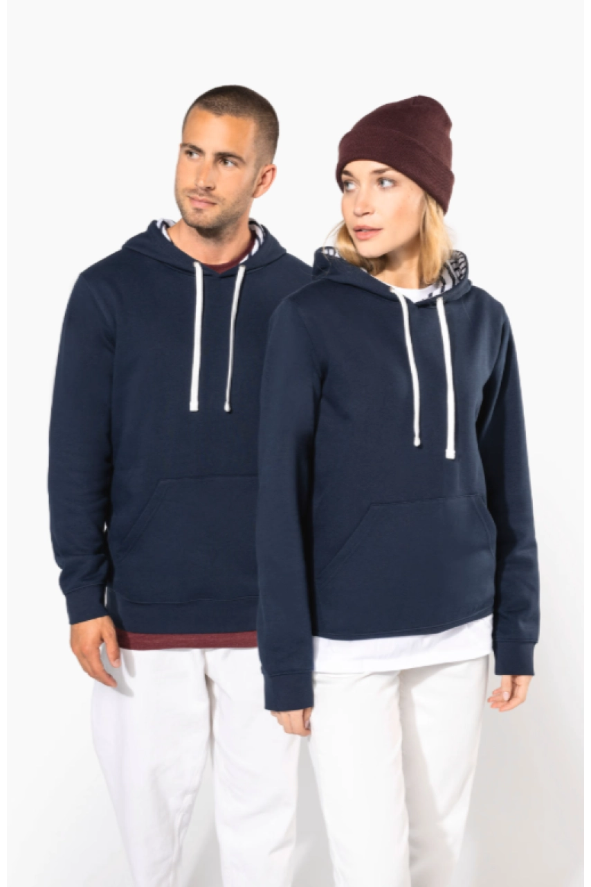 Sweat-shirt à capuche contrastée à motifs unisexe
