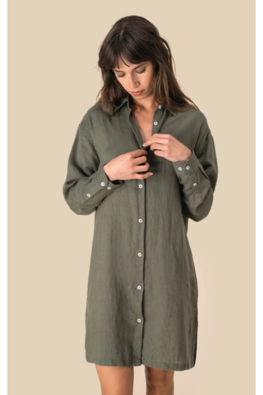 Robe chemise en lin femme