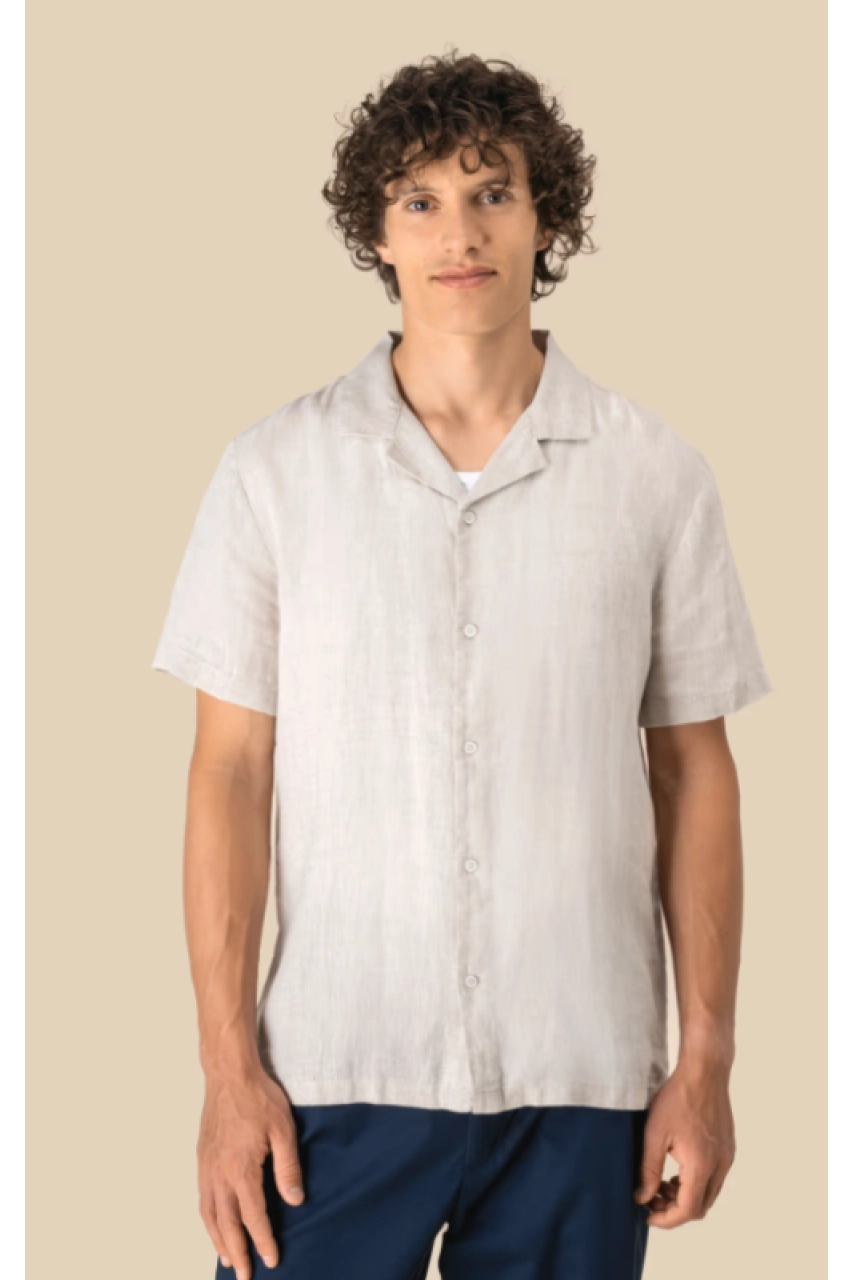 Chemise à col bowling en lin homme