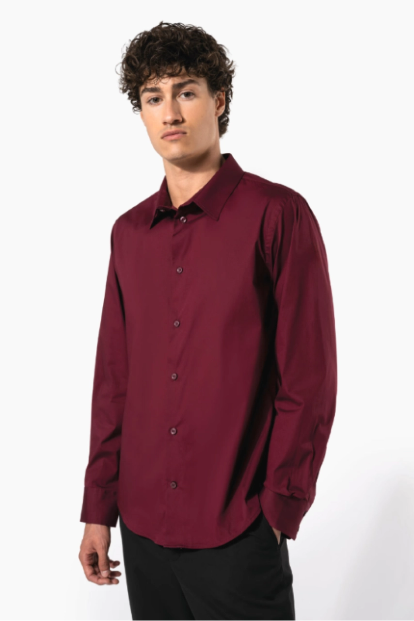 Chemise coton / élasthanne manches longues homme