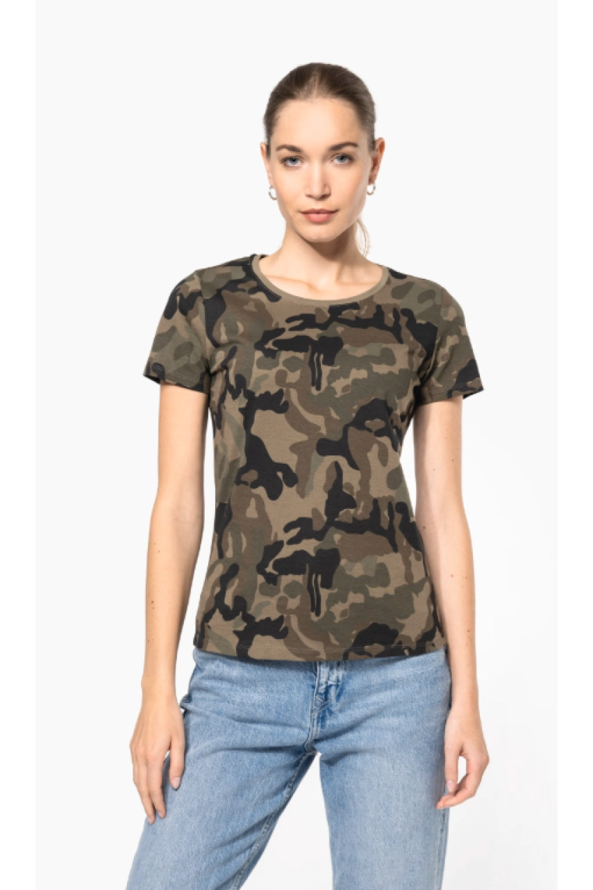 T-shirt camo manches courtes femme