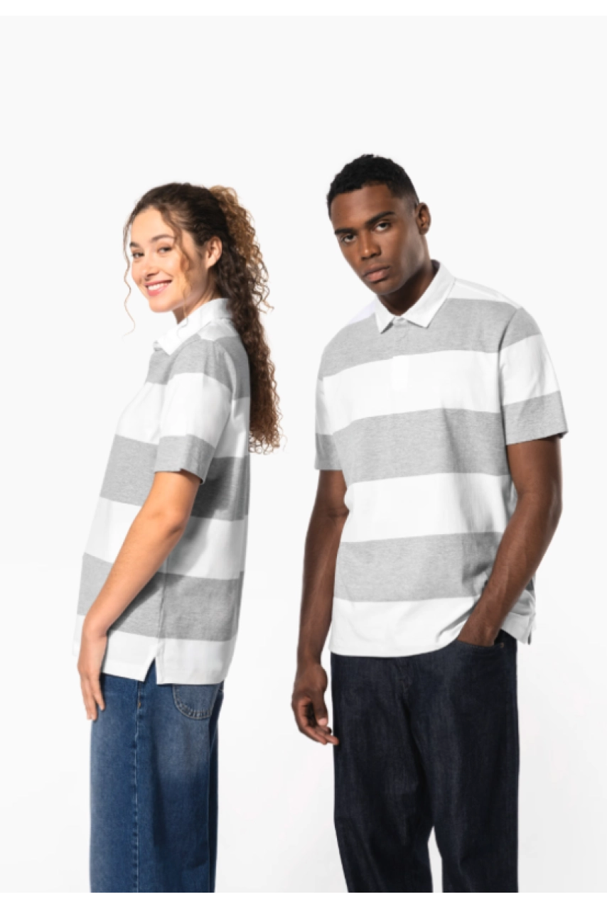 Polo rugby rayé manches courtes unisexe