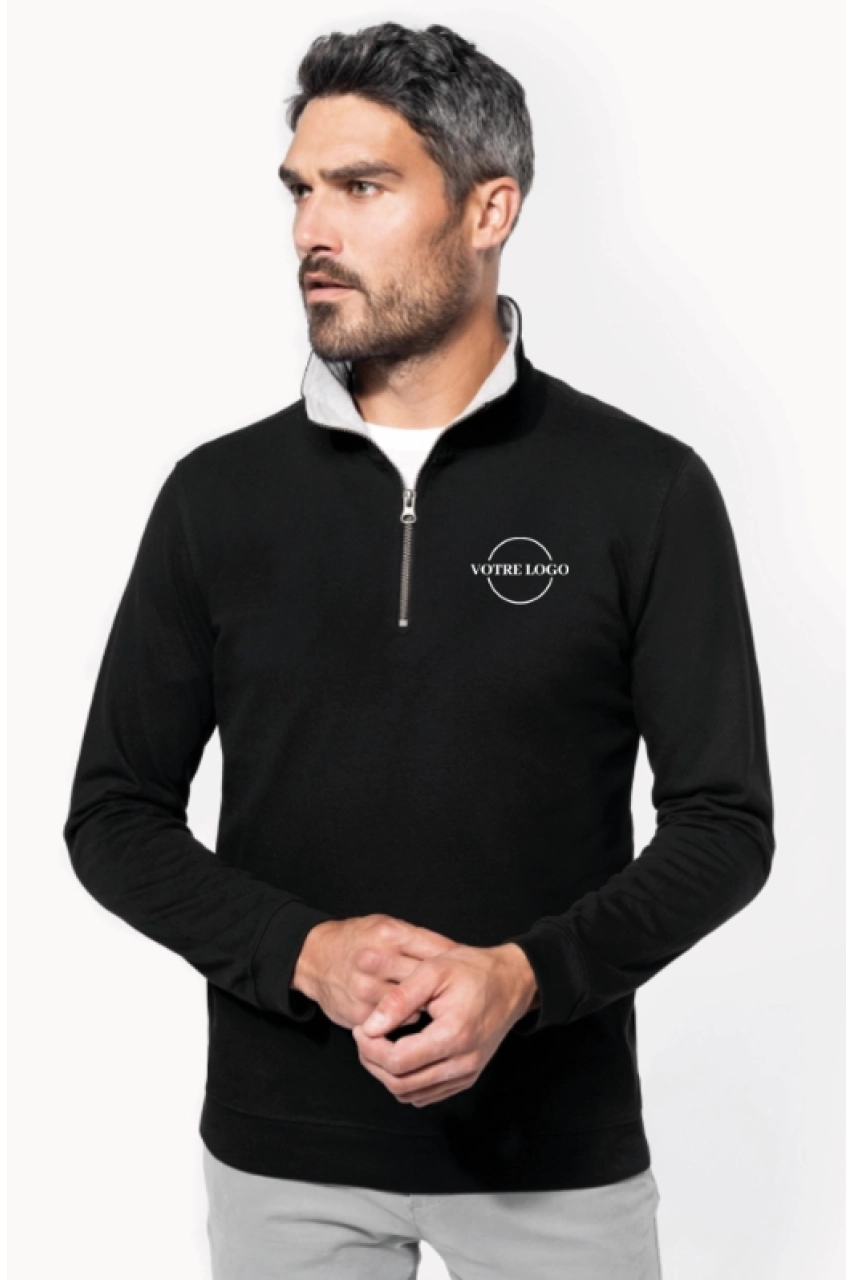 Trucker > sweat-shirt piqué col zippé homme