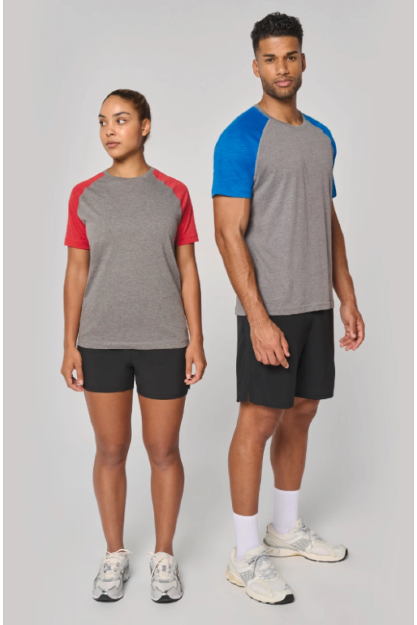 T-shirt triblend bicolore sport manches courtes unisexe