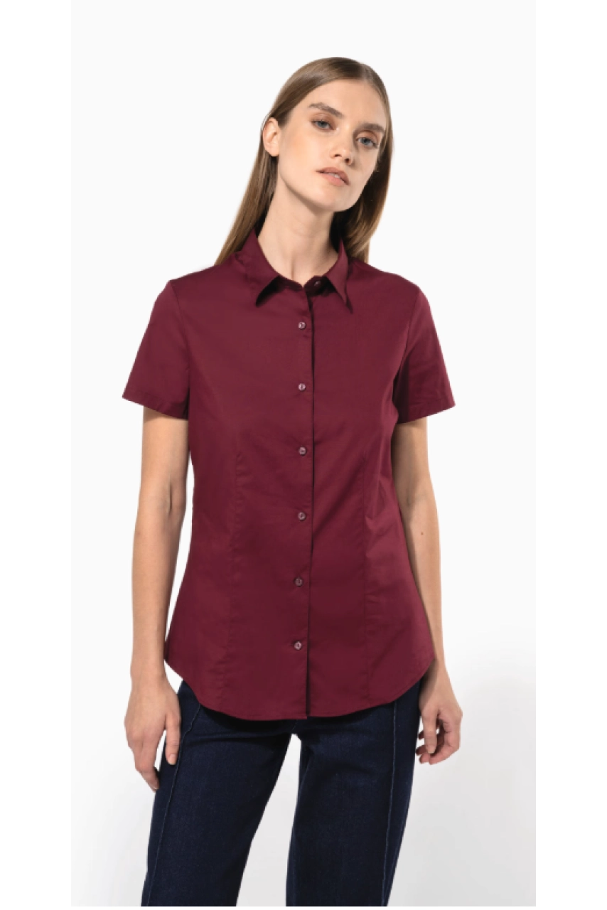 Chemise coton / élasthanne manches courtes femme