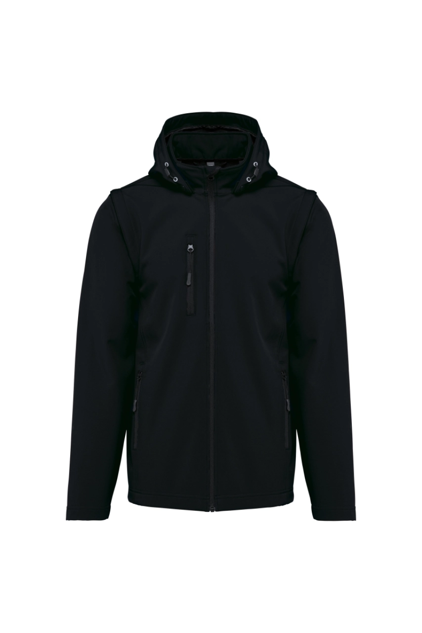 Veste Softshell 3 couches à capuche avec manches amovibles unisexe